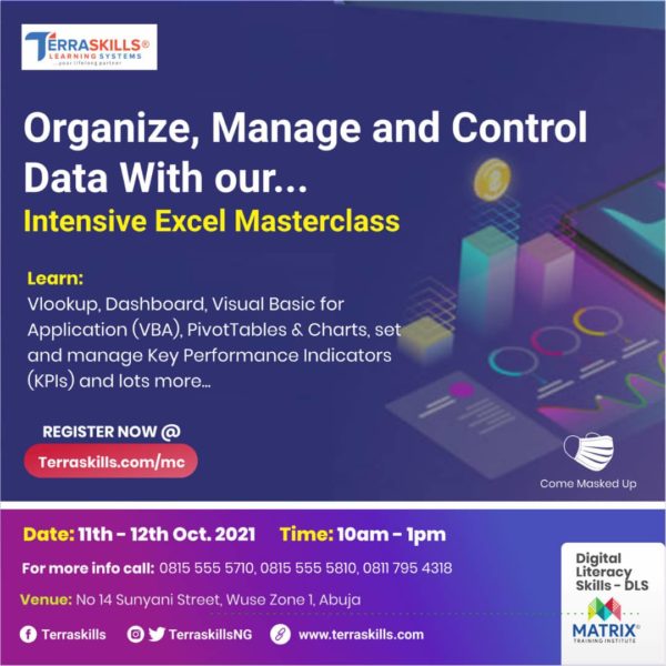 Intensive Excel Masterclass Terraskills Professional Training In Abuja Skills To Excel 4279